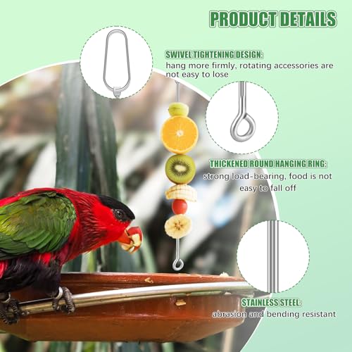 3 Pcs Fruit Vegetable Bird Cage Feeder, Toys for Parakeets, Cockatiels, Conures and Small Animals, Bird Cage Accessories with Stainless Steel