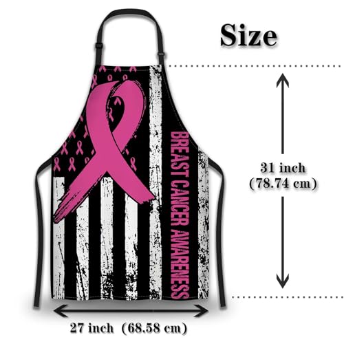 Cooking Apron for Women Breast Cancer Awareness Funny Aprons for Men for Kitchen Restaurant BBQ Painting Crafting Gardening 27” (W) x 31” (H), Waterproof Aprons - color: Breast Cancer Awareness