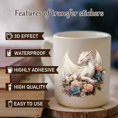 Rngmsi 20 Sheets Dragon UV DTF Cup Wrap, Fantasy Cold UV DTF Stickers | Magic Dragons Uvdtf Decals, Waterproof Rub on Transfer Stickers, for DIY Wood Crafts, 3.1x3.1 in - style: Fantasy Dragon
