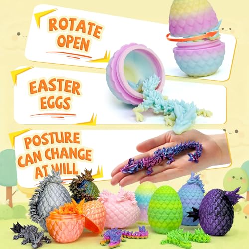 32pcs 3D Printed Dragon Eggs, 3D Dragon Eggs with Dragon Inside,Prefilled Easter Dragon Egg with Articulated Dragon Toy,for Easter Basket Stuffers Party,Desktop Decoration (32pcs) - color: 32pcs