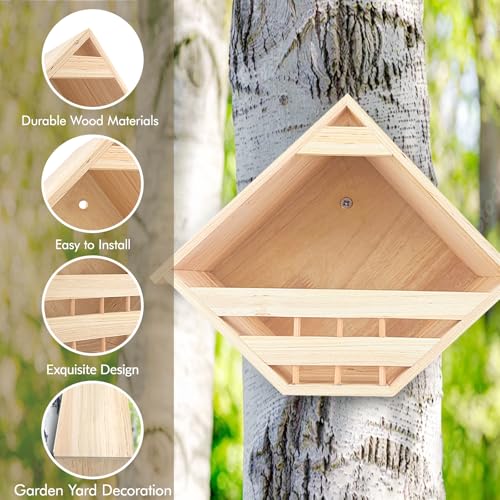 Mourning Dove Nesting Box Cedar Wooden Birdhouses Shelter | Triangular Opening Pigeon Roosting Platform for Outdoors Garden Yard Decor