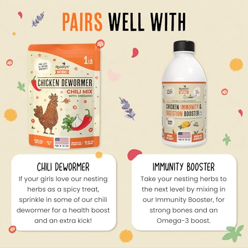 Roosty's Chicken Nesting Herbs Chili Mix, Coop Refresher, 16oz | Freshens Chicken Coops • USA Made • Chili Herb Blend • Supports Nesting Areas • Easy Coop Sprinkle