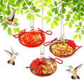 3PCS Glass Hummingbird Feeders for Outdoors Hanging Ant and Bee Proof - color: Color-D