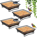 Nuogo 4 Pcs Ground Bird Feeder Tray 7 Inches Platform Bird Feeder for Outside Metal Squirrel Feeders Rust Resistant Mesh Seed Tray Garden Yard Decoration for Outdoor Wild Dove(Square) - style: Square