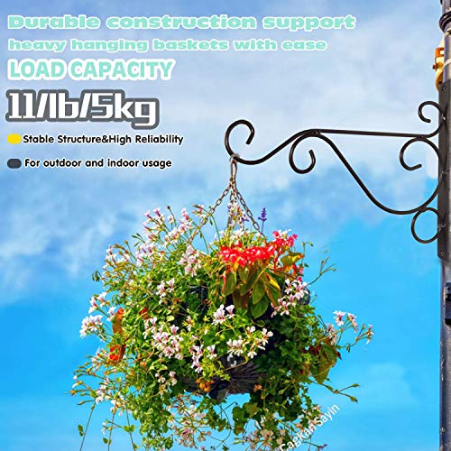 Fashion&cool Hanging Plant Brackets, Pack of 2 10 inch Iron Wall Mount Plant Hanging Hooks Metal Wall Brackets Hangers for Indoor Outdoor Planter Bird Feeder Lanterns Wind Chimes with Screws