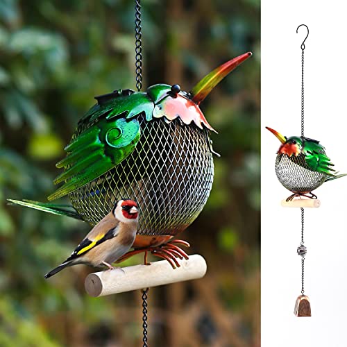 Metal Solar Bird Feeder,Squirrel-Proof Bird Feeders for Outside,Cute Animal Shaped (Hummingbird Shaped) - style: Hummingbird Shaped