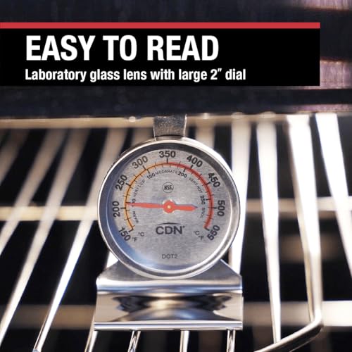 CDN Oven Thermometer ProAccurate®, Easy-to-Read 2" Dial, Stainless Steel Housing, Temperature Zones, Stand or Hang, Monitor Oven Temperatures, NSF Certified - DOT2 - style: ProAccurate Oven Thermometer