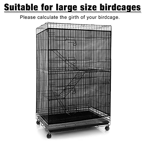 Shappy Large Bird Cage Seed Catcher,Bird Cage Cover Net Skirt Guard,Adjustable Soft Airy Mesh Net for Parrot Parakeet Macaw(59.8 x 39.4 Inch/ 152 x 100 cm,Black) - color: Black, size: 59.8 x 39.4 Inch/ 152 x 100 cm