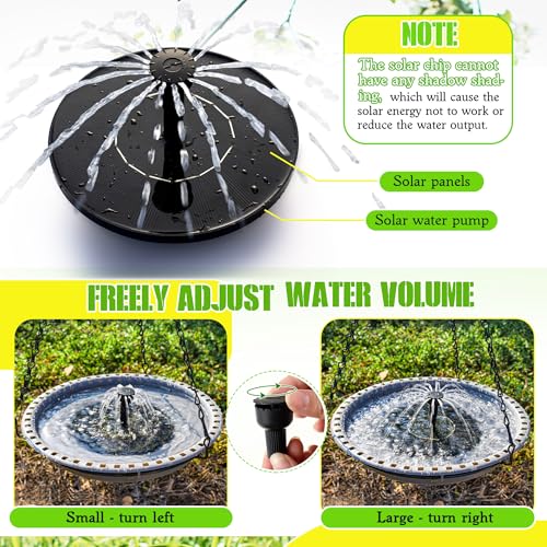 Solar Bird Bath Fountain for Outdoor with 4 Water Patterns | Hanging Solar Powered Hummingbird Water Fountain Pump Combo Set for Garden Yard Patio Lawn