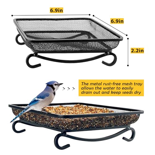 Ground Bird Feeder Tray, Metal Platform Mesh Seed Tray for Bird Feeders, Great Attracting Garden Yard Decoration for Wild Birds Squirrels Dove (1 Pack) - size: 7x7 inches (1 pack)