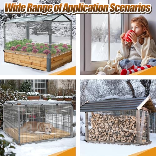 MEWTOGO 3x10ft Chicken Coop Covers Accessories for Winter | Easy to Install & Waterproof Chicken Run Tarp, with Elastic Cords & Rope - size: 3x10ft