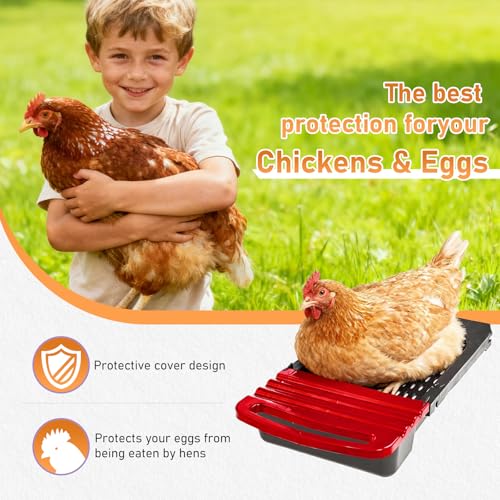 Outvita Two-Tier Chicken Nesting Box Red 8 Compartments | Metal Egg Laying Box with Rollout Egg Collection & Swing Perch for Backyard Chicken - color: Red, size: 44.6"L x 20.5"W x 31.1"H