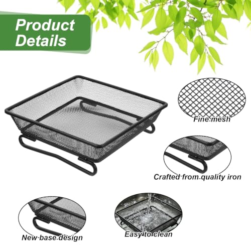 2 Pack Metal Ground Bird Feeder Tray, Platform Feeders with Drainage Holes – Weather-Resistant Mesh Seed Tray for Wild Birds, Squirrels, Doves, and Cardinals, Garden & Backyard Decoration