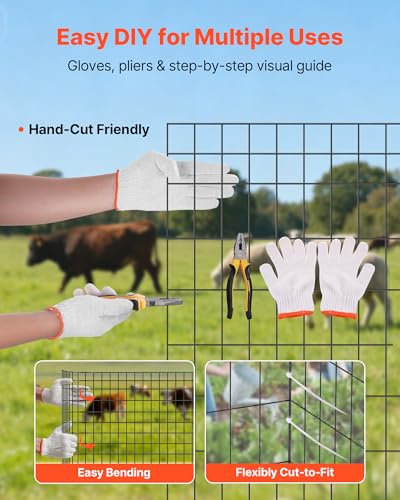 VEVOR Hardware Cloth, 48 in x 50 ft, 2 x 4 in Mesh 14 Gauge Galvanized Steel Wire Fencing for Cattle, Hog & Sheep, Heavy Duty Vinyl Coated Fence for Animal Enclosures, Cage Wire, Garden Fences - size: 48in*50ft 2in*4in