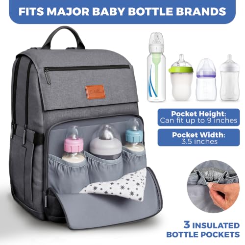 Baby Diaper Bag Backpack - Baby Bag for Girls & Boys, Large Waterproof Diaper Backpack - Baby Shower Gifts for Boys & Registry Must Haves - Travel Diaper Bags with Changing Pad - Newborn Stuff - color: A. Gray, style: Classic