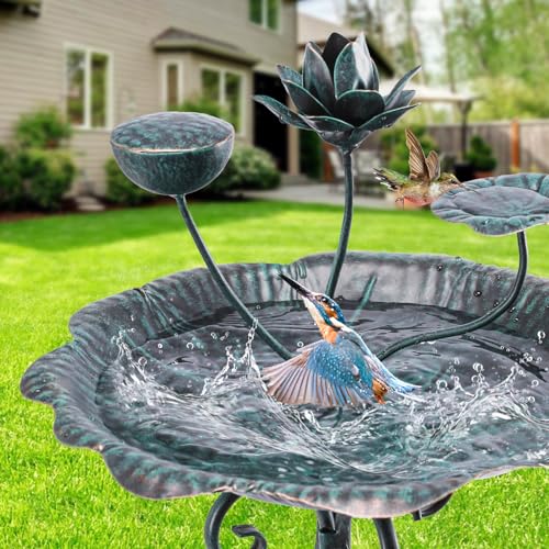 VCUTEKA Bird Bath with Flower Planter, birdbath for Outdoors Garden Decor | 33" Height Vintage Bird Bath with Flower Planter Pedestal, bird baths for Outdoors Garden Yard Patio Lawn Decor