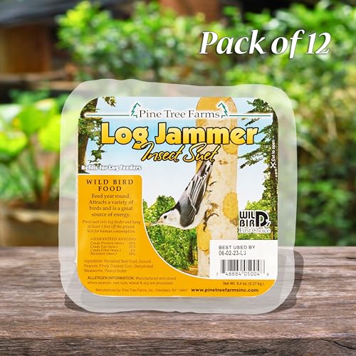 12 Pack Pine Tree Farms Log Jammer Insect Suet 3 Plugs Per Pack (36 Plugs Total) - size: 3 Count (Pack of 12)
