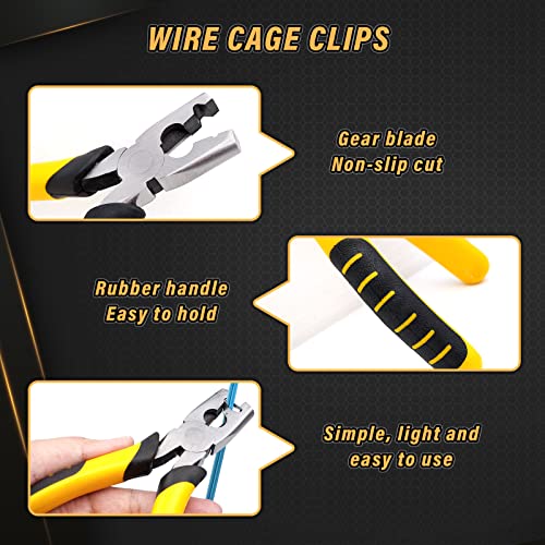 1200pcs Wire Cage Clips with Hog Ring Pliers Fencing Plier Snap-Ring Pliers Hog Wire Fence C Clip for Bird Quail Rabbit Chicken Cage
