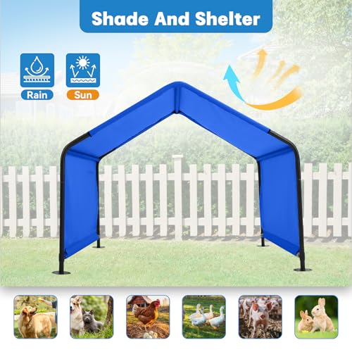Outdoor Dog Tent, 4'x4'x3' Dog Shade House Shelter for Large Medium Pets | Outside Pet Canopy House for Livestock Pigs Cats with Waterproof Roof Ground Nails, Bright Blue - color: Bright Blue