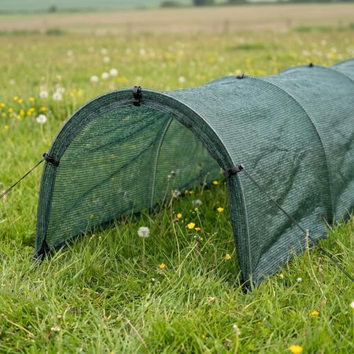 Yardwe Foldable Chicken Coop Tunnel Run with Green Sunshade Mesh Cover, Plastic Strong Frame, Easy Storage, Portable Backyard Garden Extension for Poultry Protection