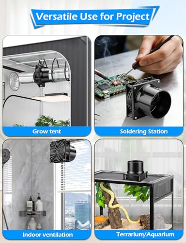 120mm x 38mm 4 Inch Computer Duct Fan, 12V Exhaust with AC Speed Controller,High Airflow Small Exhaust Fan Dual Ball for Print Fume Extractor Enclosure Grow Tent Ventilation Crawlspace Cooling - size: 12038-one duct