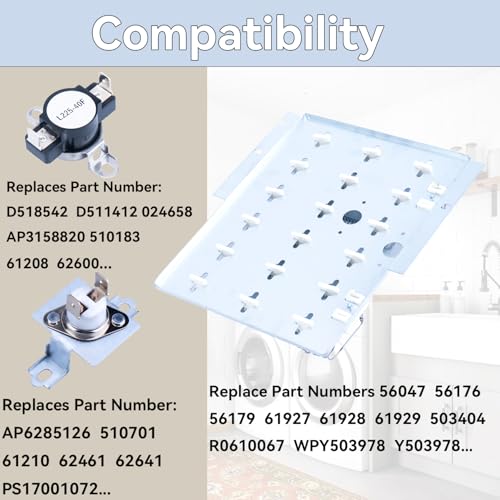Heating Element Kit 503978 Fits for Amana Maytag Crosley Speed Queen Dryer | Replace 964p3 510329 61928 Heating Element Thermostat Thermal Fuse Models ADE3SRGS173TW01