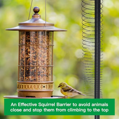 2PCS Squirrel Baffle for Bird Feeders Pole, Metal Squirrel Guard Squirrel Barrier, Squirrel Spring Coil Guard Protects Hanging Bird Feeders for Outdoor Bird Feeder Poles - size: 2PC