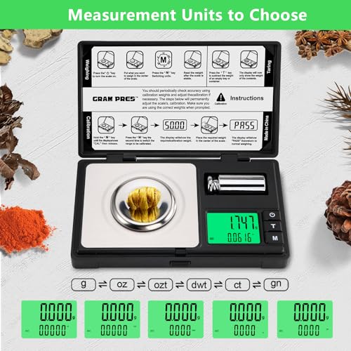 GRAM PRES High Precision Milligram Scale, Digital Mini Pocket Gram Scale | 50g/0.001g Mg Scale for Weighing Powders,Jewelry, Medicine, Gem, Reloading, with Cal Weight, Tweezer ，Tray and Scoop - color: Black