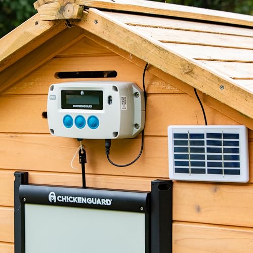 ChickenGuard Automatic Chicken Coop Door Opener, Power by Solar/Batteries/Electric. Strong Motor Lifts 2kg; Timer/Light Sensing; Motor Units only or Combination Kits (PRO + Door + Solar Kit) - size: PRO + Door + Solar Kit