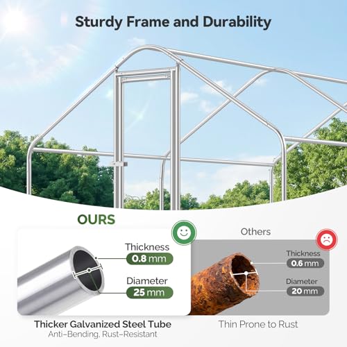 Sino Luban Large Metal Chicken Coop Run with Hardware Cloth Heavy Duty for 20 Chickens/Ducks, Chicken Runs for Yard with Waterproof Cover, Chicken Enclosure Pen Outdoor, Walk-in Poultry Cage - size: 142.0"L x 106.0"W x 77.0"H
