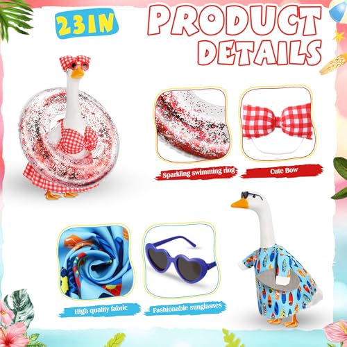 Bikini Porch Goose Outfits with Sunglasses and Swimming Tube for 23" Summer Goose Costume Garden Patio Statue Decor(Bikini) - style: Bikini