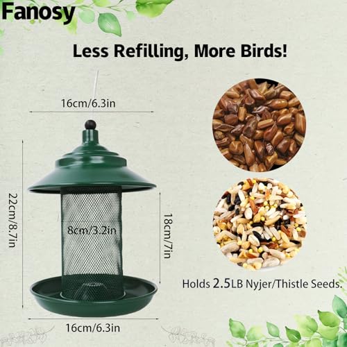 All-Metal Finch Feeder, Squirrel Resistant Nyjer Seed Bird Feeder Green | 2.5 lb capacity, powder-coated all-metal mesh resists squirrels and weather while keeping nyjer seed fresh and accessible. - color: Green, size: 2.5 LB