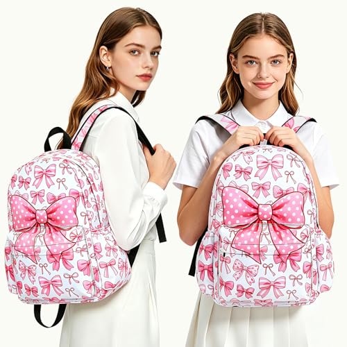 White Pink Kids Backpack School Backpack Teens Bookbag for Girls Boys Hiking Camping Travel Sports - color: White