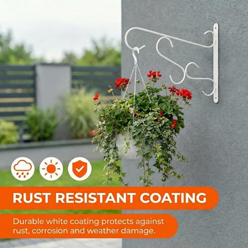 Curved Scroll Metal Wall Bracket for Hanging Accessories and Flowerpots Suitable for Indoor & Outdoor Use, White Set of 2 - color: White, size: Curved Scroll