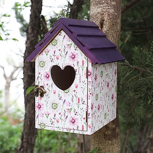 ARTAWEIN Flowering shrubs Bird House Attract Bird as Nesting spot Elegant Garden Decor Nesting Boxes for Birds Solid Wood Garden Bird House | Decoratvie Birdhouse for Kid's Play or Home Decoration