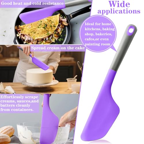 Silicone Omelette Spatula Turner, Flip Fold Omelet Turner, 13Inch | Flexible Egg Flip Tool for Non-stick Pans, Heat Resistant omelette flipper for Kitchen Omelet Pancake Crepes - color: Purple-Wide