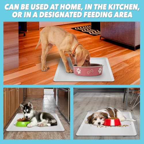 TidyFriend Pet Food Mat 30 x 23 Inches, Pet Tray for Food and Water, Dog Food Mats, Silicone Cat Food Mat, Non Slip Pet Food Mat, Dog Bowl Mat Waterproof, Pet Supplies (Soft Grey) | Raise Edge, Protect Floors & Carpets, Easy to Clean, Non Slip Silicon Cat