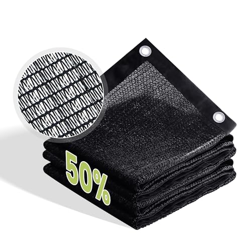50% Patio Shade Cloth 10×16 FT with Grommets, Outdoor Sun Shade Fabric UV Protection for Backyards, Chicken Coop, Greenhouse, Carport, Garden, Black - size: 50%-1 0 × 1 6 FT