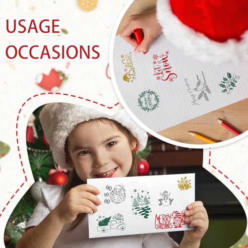 JarThenaAMCS 11 Pcs Merry Christmas Wooden Rubber Stamps Xmas Mixed DIY Craft Stamps for Party Gift Decor Scrapbooking Cards Making - style: Christmas