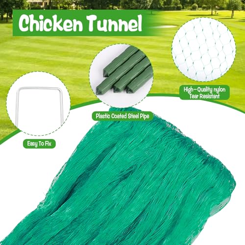 2.1 x 32.8 FT Portable Chicken Tunnel - Outside Chicken Coop Tunnel, Quick Install Yard Coop for Chicken, Ducks, Rabbits & More