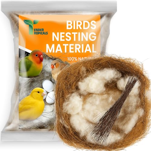 Natural Bird Nesting Material 2.1 oz – Coconut Fiber, Kapok Cotton & Palmyra Fiber Blend for Wild Birds, Finches, Canaries, Parrots, Hamsters & Small Pets, Nesting Bedding