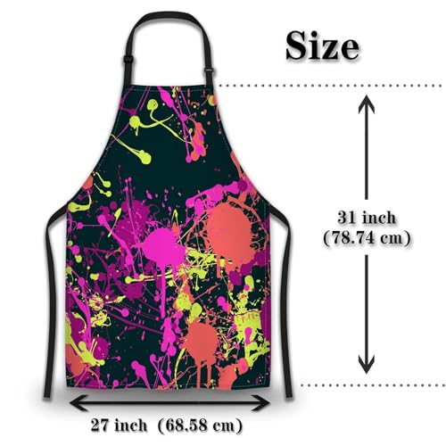 Cook Apron for Women Splatter Paint Pattern Mans Aprons for Cooking Funny for Kitchen Cooking Restaurant BBQ Painting Crafting 27” (W) x 31” (H), Waterproof Aprons - color: Splatter Paint Pattern