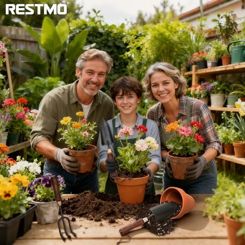 RESTMO Gardening Tools Set, 3-in-1, Carbon Steel, Wooden Handle, Brown | Heavy duty gardening tools kit. Includes trowel, transplanter, cultivator. Ergonomic wooden handle. Ideal gardening gifts. - size: Gardening Tool Set