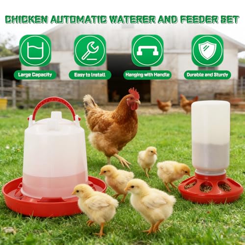 Chick Feeder and Waterer kit 1L Drinker & Feeder for Chickens Broilers,& Birds Quail Pigeon