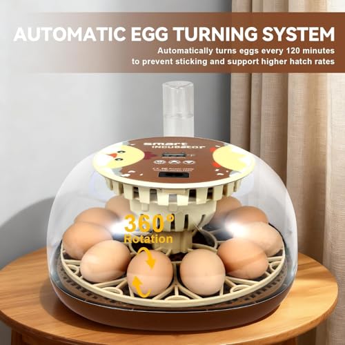 Series I-Automatic 12-Egg Incubator for Beginners, Auto Egg Turn, Steady Self-Regulating Humidity & Consistent Temperature Control for Hatching Chicken, Goose, Duck, Quail, Pigeon(12-Egg-Brown) - size: 12-Egg-Brown