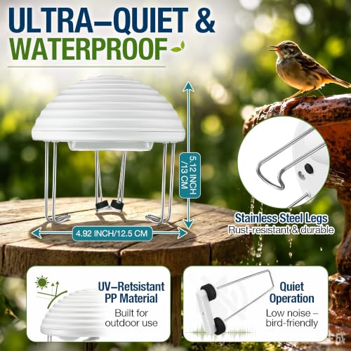 Bird Bath Water Circulator with 2 D-Cell Batteries, Quiet Waterproof Bird Bath Agitator, Birdbath Bubbler Keeps Water Moving & Attracts Birds for Outdoor Patio Garden (Dual Roller) - style: Dual Roller