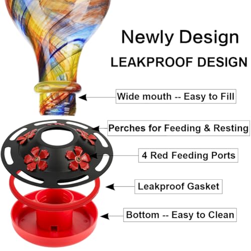 WOSIBO Hummingbird Feeder Replacement Bottom Base Replacement Part Includes Red Plastic Base Metal Top and Brushes (Black Circle) - color: Black Circle
