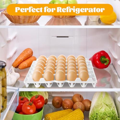 12 Pack Plastic Egg Tray 30 Count Stackable Bulk Egg Cartons Racks Organizer Plastic Egg Trays Crate for Packing, Storing, Sorting, Shipping, White