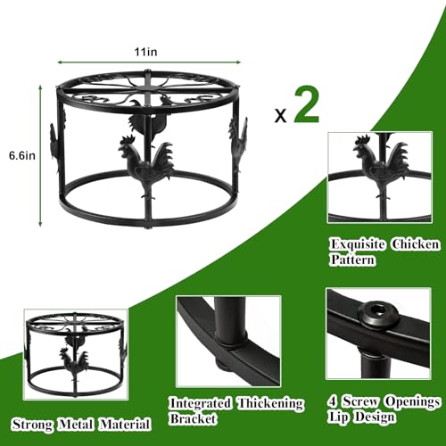 2pc Metal Stand for Chicken Feeder Waterer, Heavy Duty Chicken Water Feeder Stand Holder, Iron Chicken Feeder Buckets Barrels Stand Support Rack for Coop Poultry Indoor Outdoor (Black) - color: Black 2pc