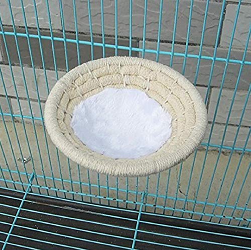 Handmade Cotton Rope Bird Breeding Nest Bed for Budgie Parakeet Cockatiel Parakeet Conure Canary Finch Lovebird and Small Parrot Cage Hatching Nesting Box (Cotton Rope)